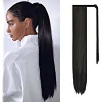 FESHFEN Cola de Caballo Extensiones Postizos de pelo fibras sintéticas de cabello pelo liso largo 61cm- 125g